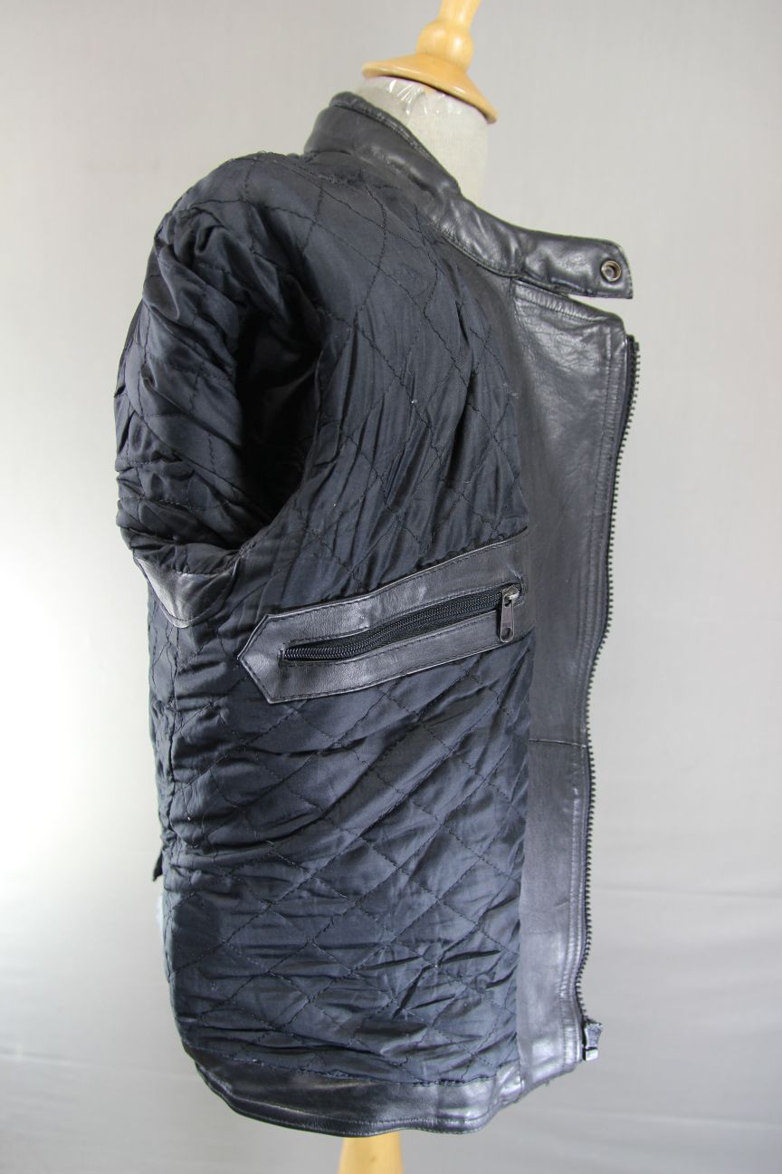 CLASSIC BLACK LEATHER BIKER JACKET 38-40 INCH/MEDIUM