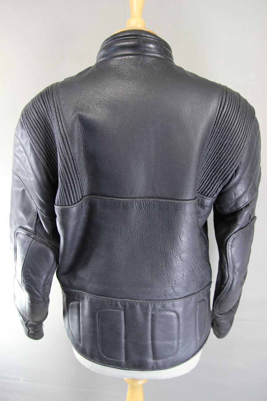 CLASSIC BRITISH MADE BLACK LEATHER GEAR BIKER JACKET 38 INCH