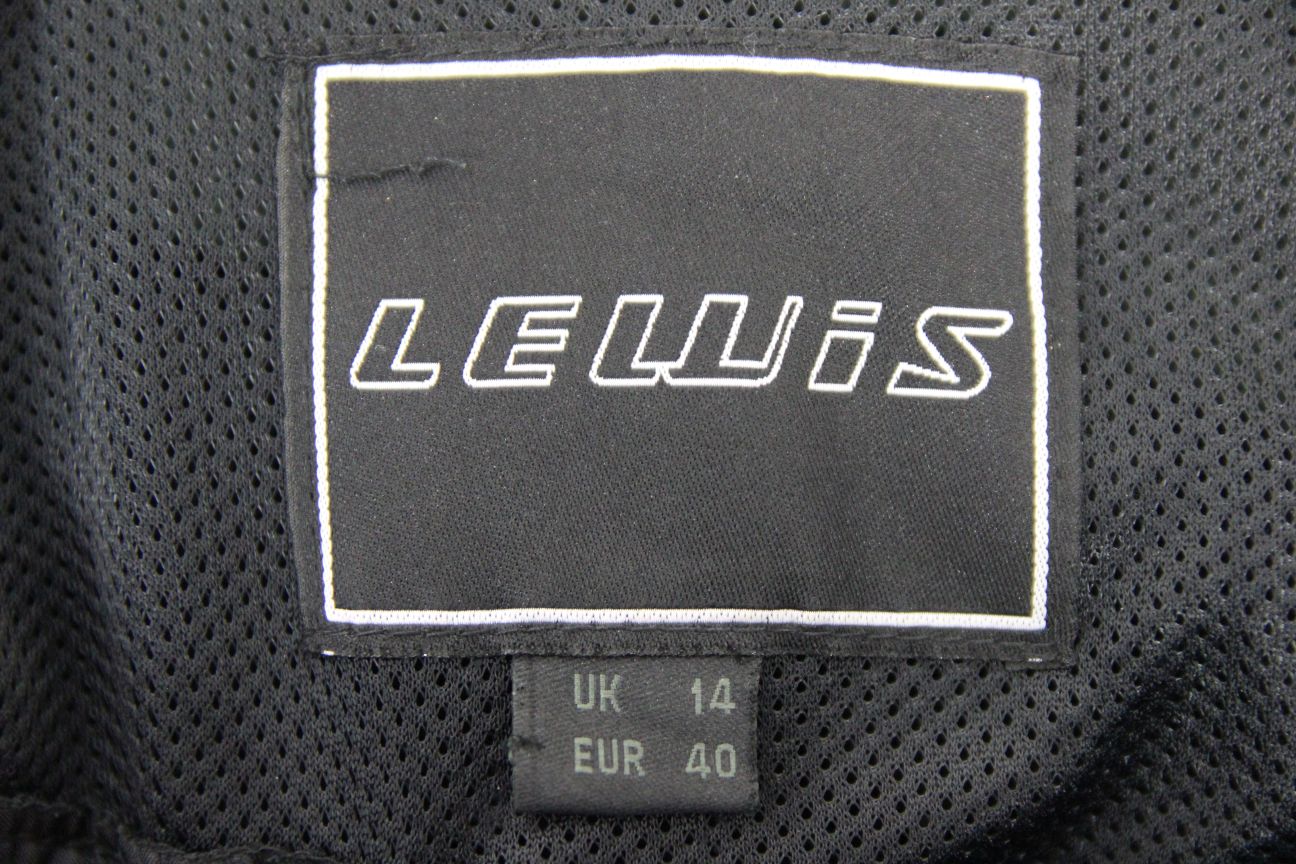 LEWIS 'LADY' BLACK LEATHER BIKER TROUSERS: SIZE 14 WAIST 34 IN/INSIDE LEG 27 IN