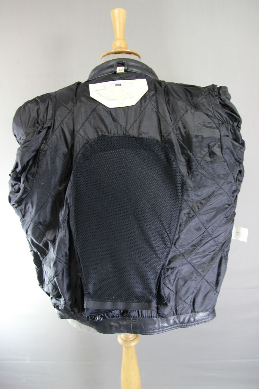 SUKI MERCURY SPORTS BLACK LEATHER BIKER JACKET + REMOVABLE BACK PROTECTOR 40-42"