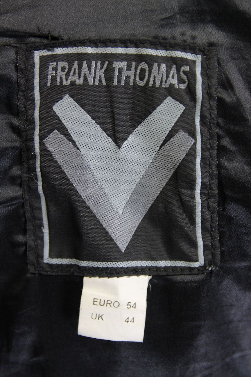 FRANK THOMAS BLACK, SILVER & RED LEATHER BIKER JACKET WITH BACK PROTECTOR 40 IN