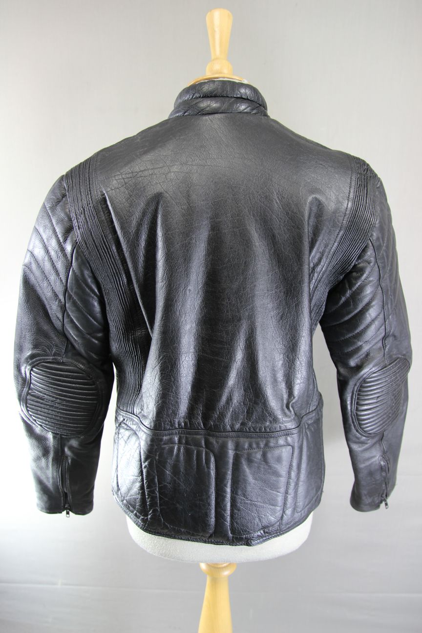 CLASSIC BLACK LEATHER BIKER JACKET 36 INCH/SMALL