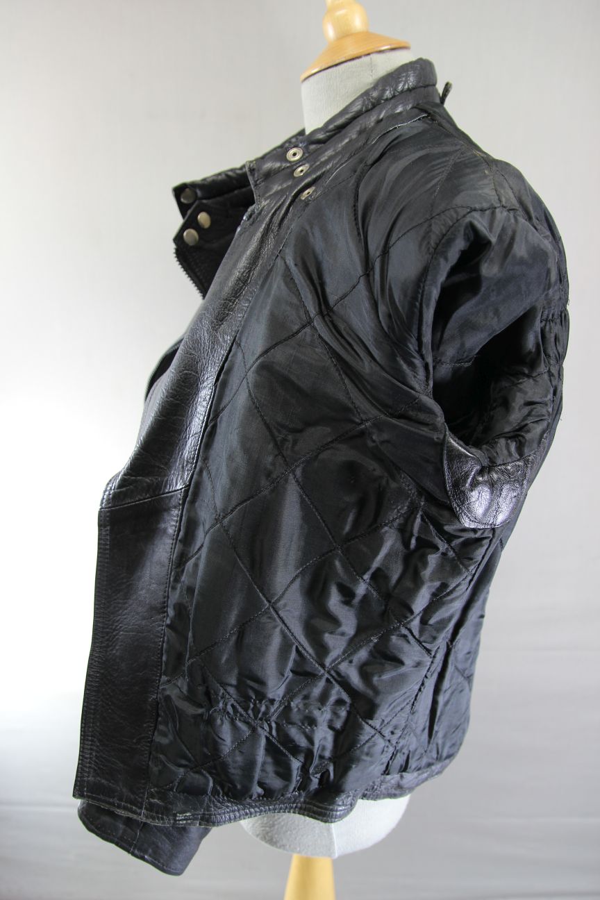 CLASSIC BLACK LEATHER BIKER JACKET 36 INCH/SMALL