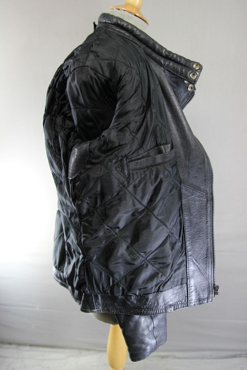 CLASSIC BLACK LEATHER BIKER JACKET 36 INCH/SMALL
