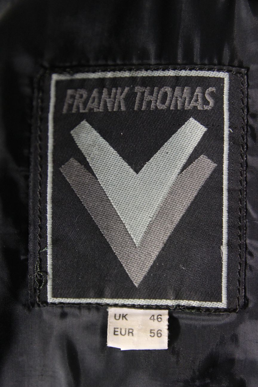 FRANK THOMAS RED, BLACK & WHITE LEATHER BIKER JACKET WITH PROTECTORS 44-46 INCH