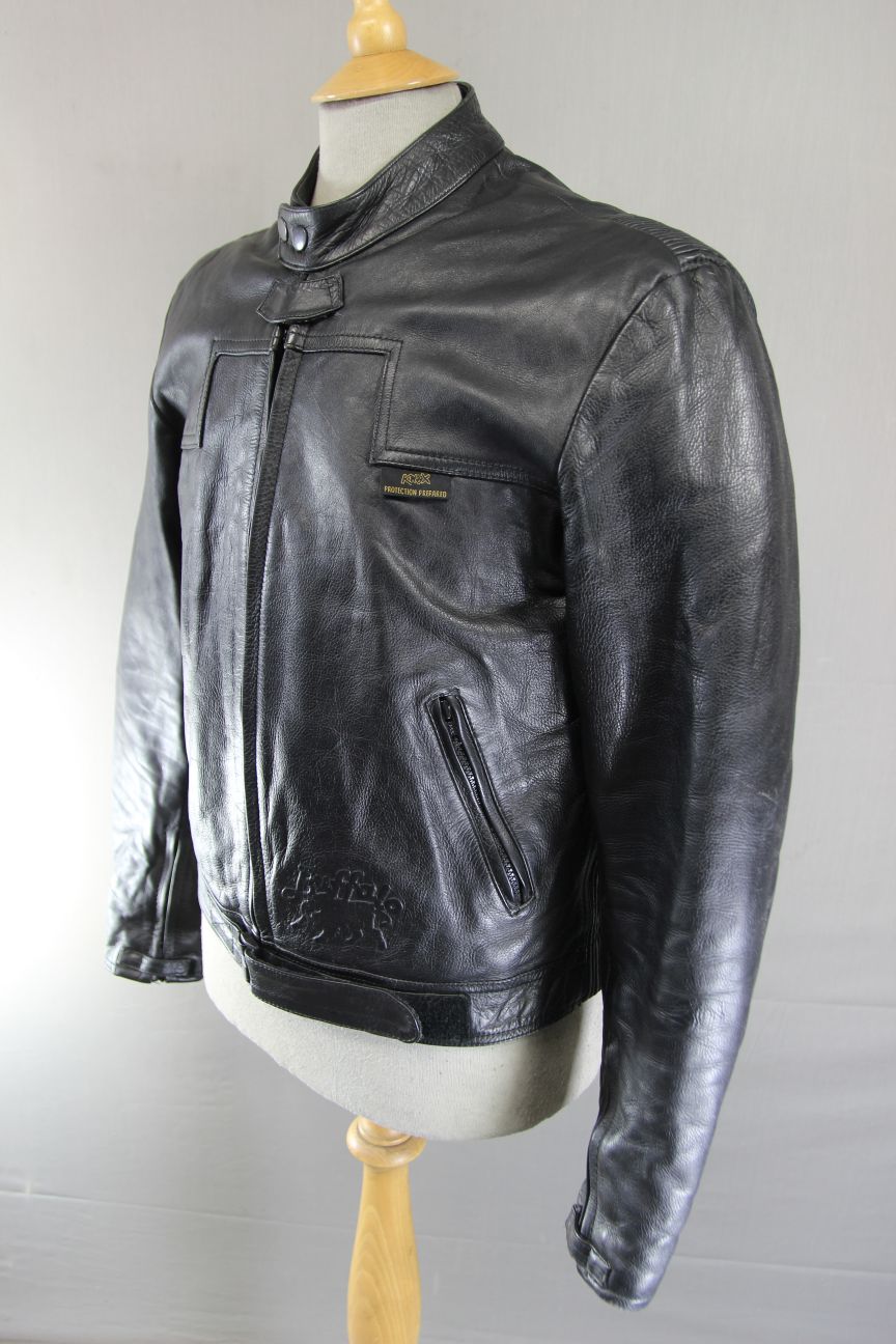 CLASSIC BUFFALO VULCAN BLACK LEATHER BIKER JACKET 38 INCH