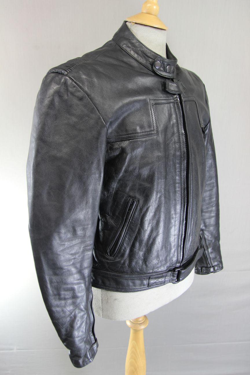 CLASSIC BUFFALO VULCAN BLACK LEATHER BIKER JACKET 38 INCH