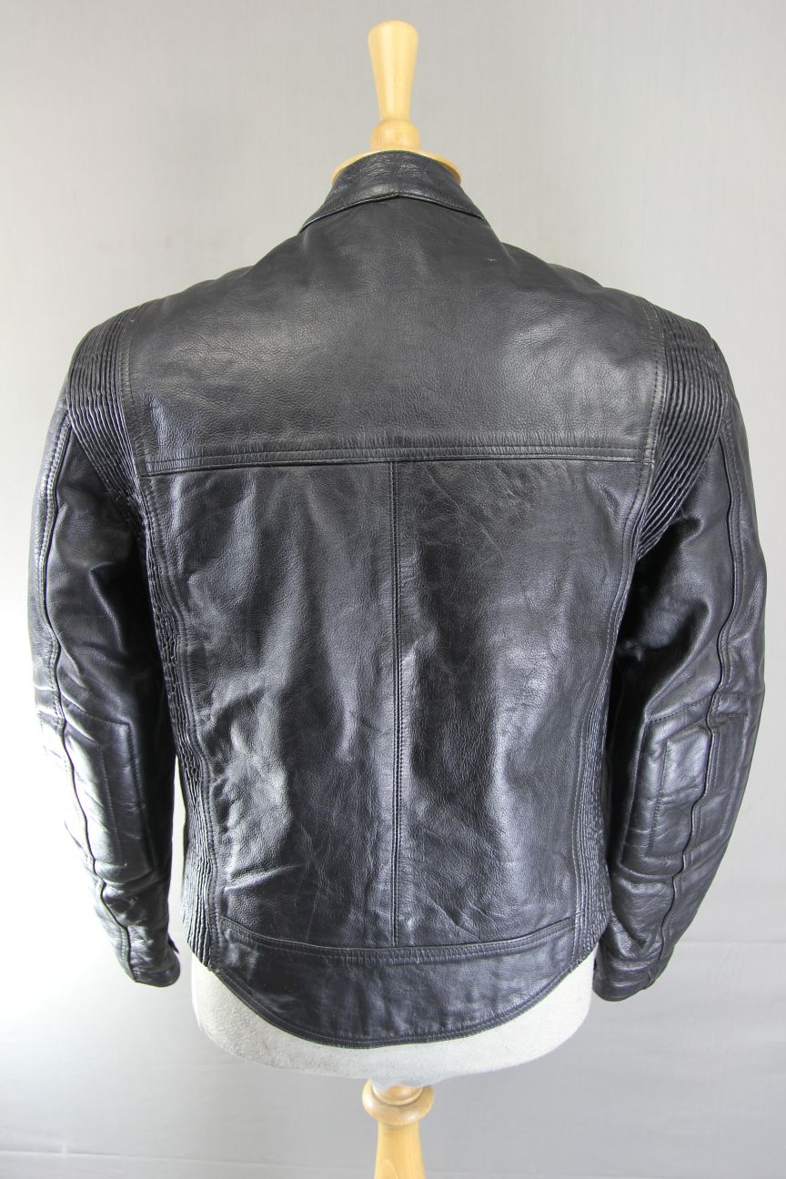 CLASSIC BUFFALO VULCAN BLACK LEATHER BIKER JACKET 38 INCH