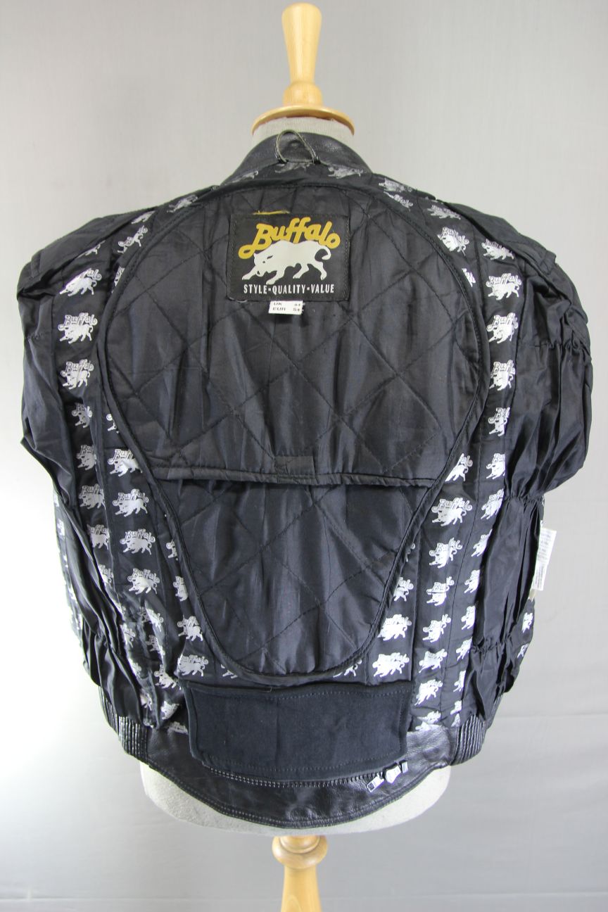 CLASSIC BUFFALO VULCAN BLACK LEATHER BIKER JACKET 38 INCH