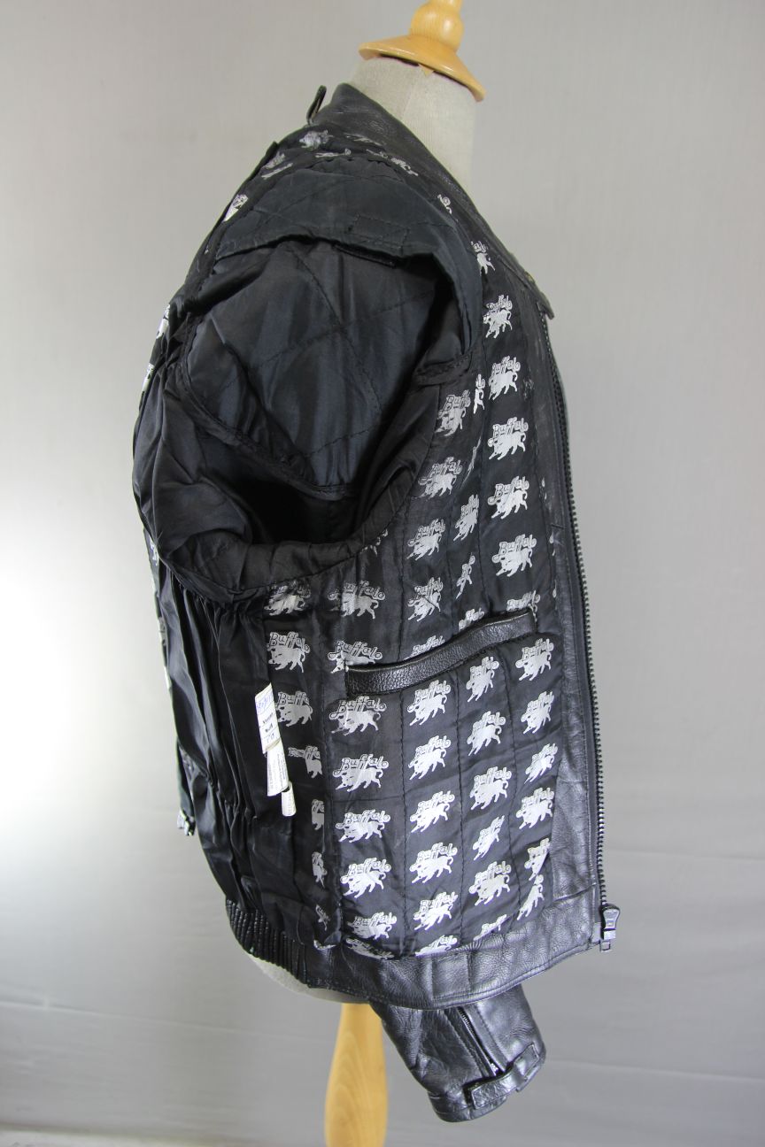 CLASSIC BUFFALO VULCAN BLACK LEATHER BIKER JACKET 38 INCH