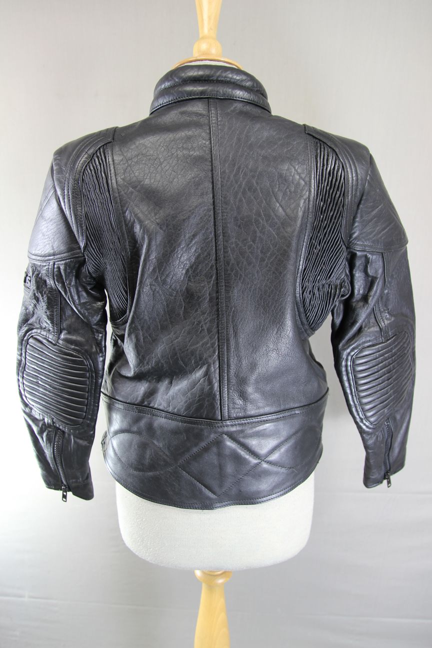 LADIES CLASSIC JTS BLACK LEATHER BIKER JACKET 32-34 INCH CHEST/EXTRA SMALL