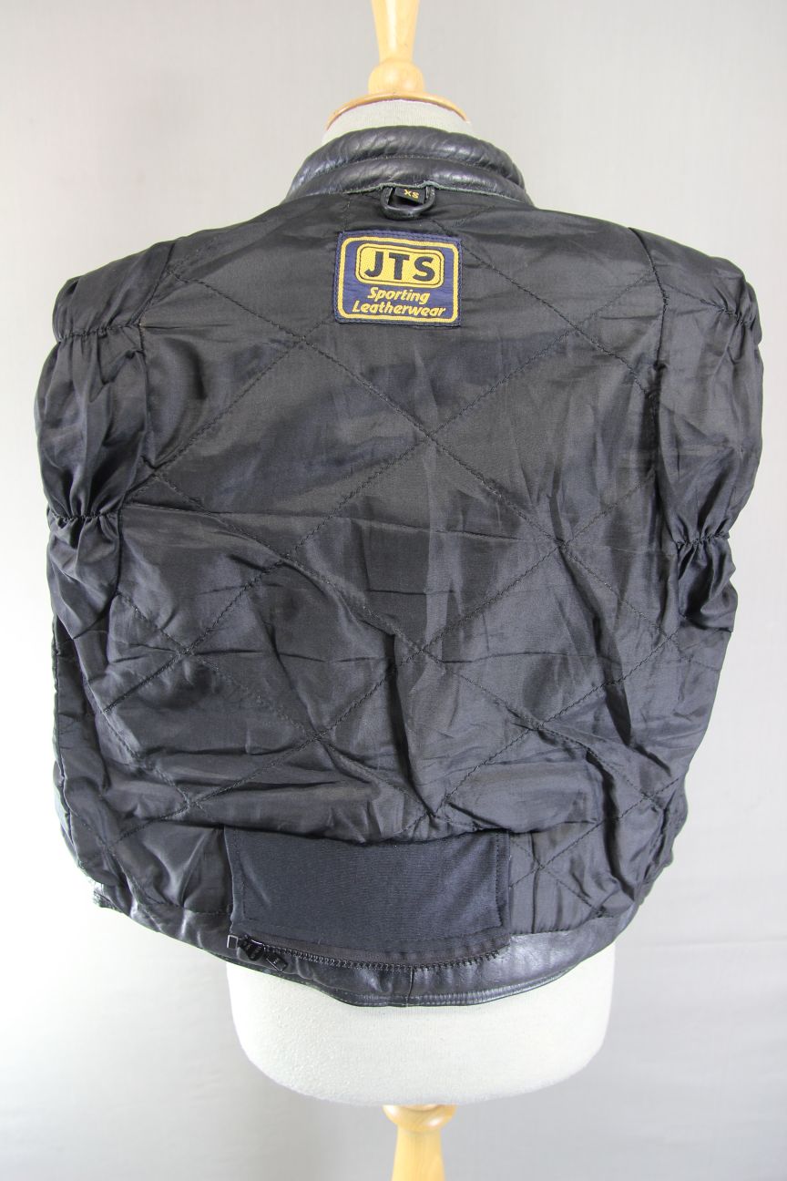 LADIES CLASSIC JTS BLACK LEATHER BIKER JACKET 32-34 INCH CHEST/EXTRA SMALL