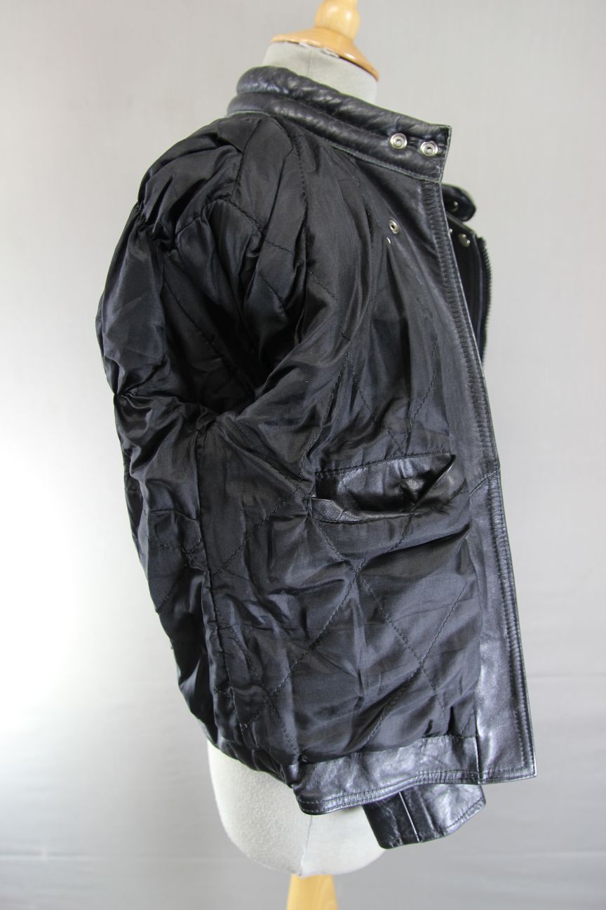LADIES CLASSIC JTS BLACK LEATHER BIKER JACKET 32-34 INCH CHEST/EXTRA SMALL