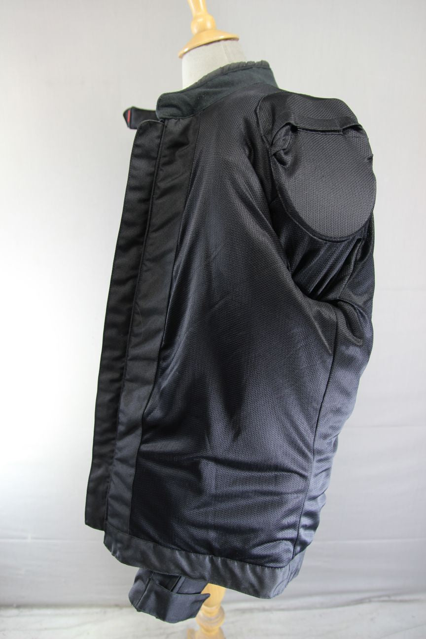 CRANE BLACK, RED & SILVER TEXTILE BIKER JACKET WITH CE ARMOUR 42-44 INCH (LARGE)