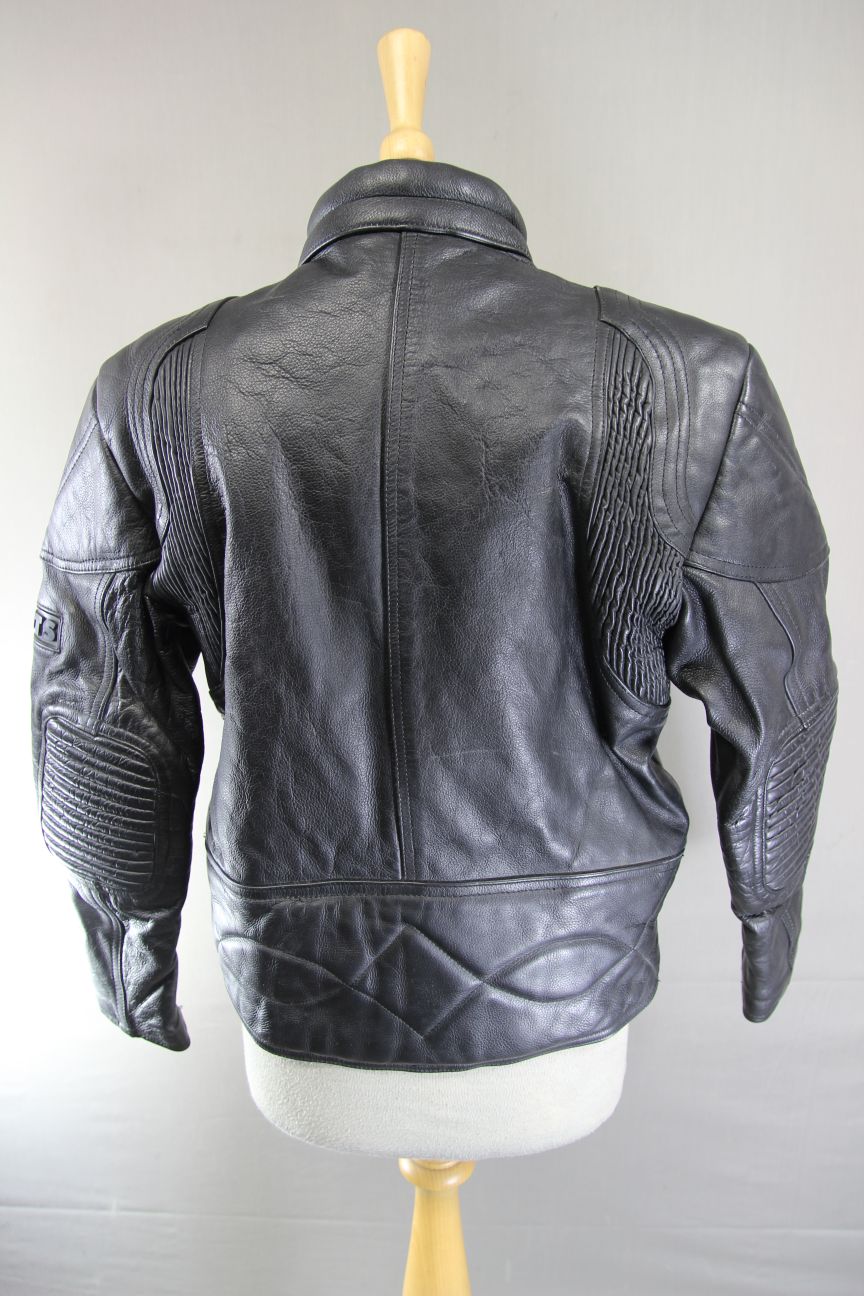 LADIES CLASSIC JTS BLACK LEATHER BIKER JACKET: SIZE 10/32-34 INCH/EXTRA SMALL