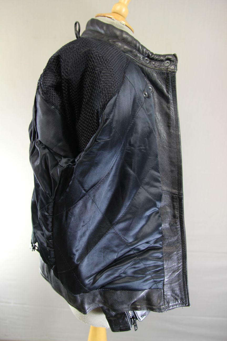 LADIES CLASSIC JTS BLACK LEATHER BIKER JACKET: SIZE 10/32-34 INCH/EXTRA SMALL