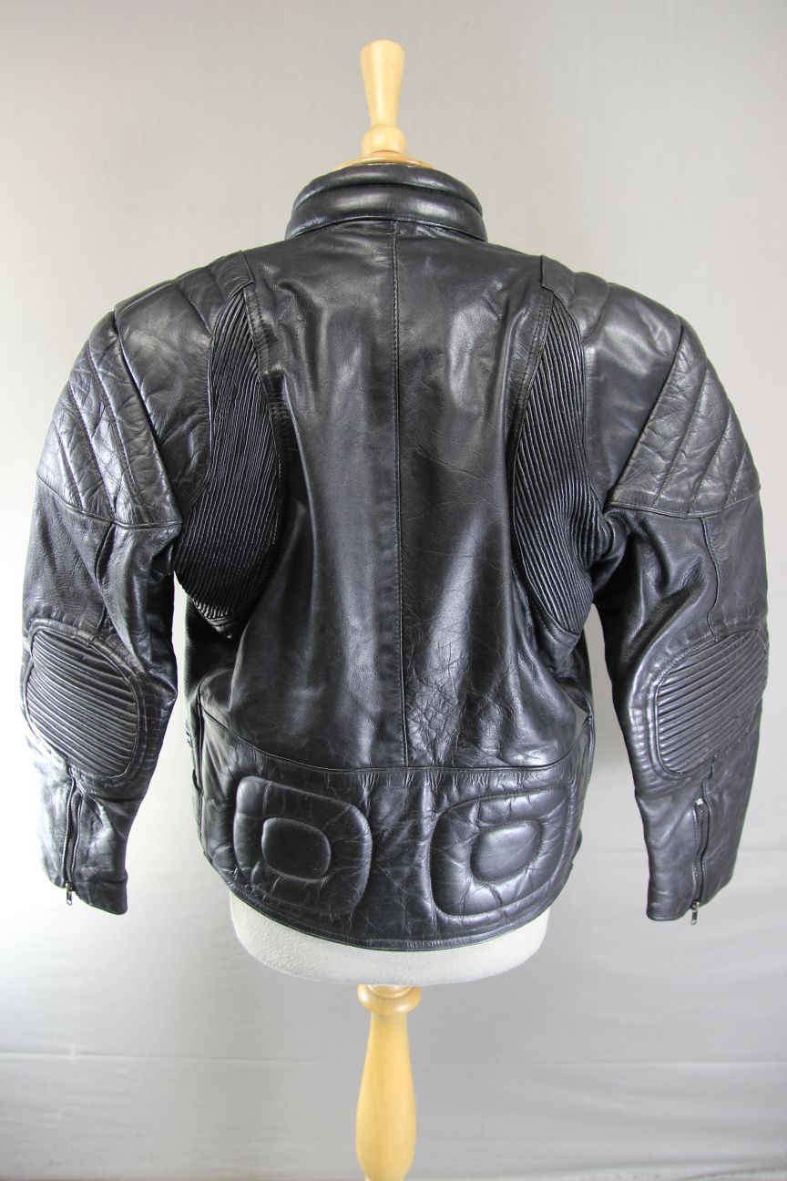 SHAKEEL INTERNATIONAL S.A.K. CLASSIC BLACK LEATHER BIKER JACKET 38-40 INCH CHEST