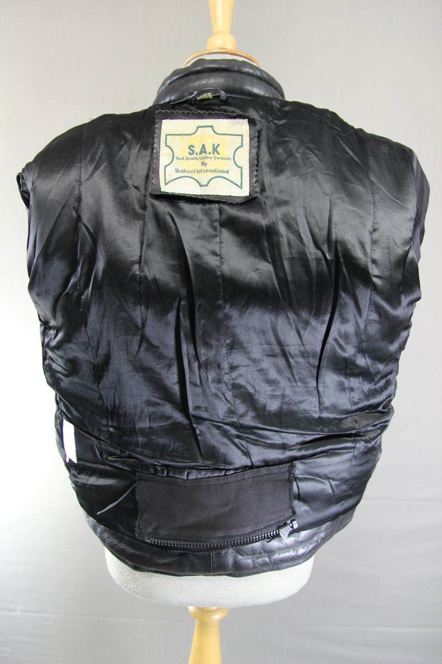SHAKEEL INTERNATIONAL S.A.K. CLASSIC BLACK LEATHER BIKER JACKET 38-40 INCH CHEST
