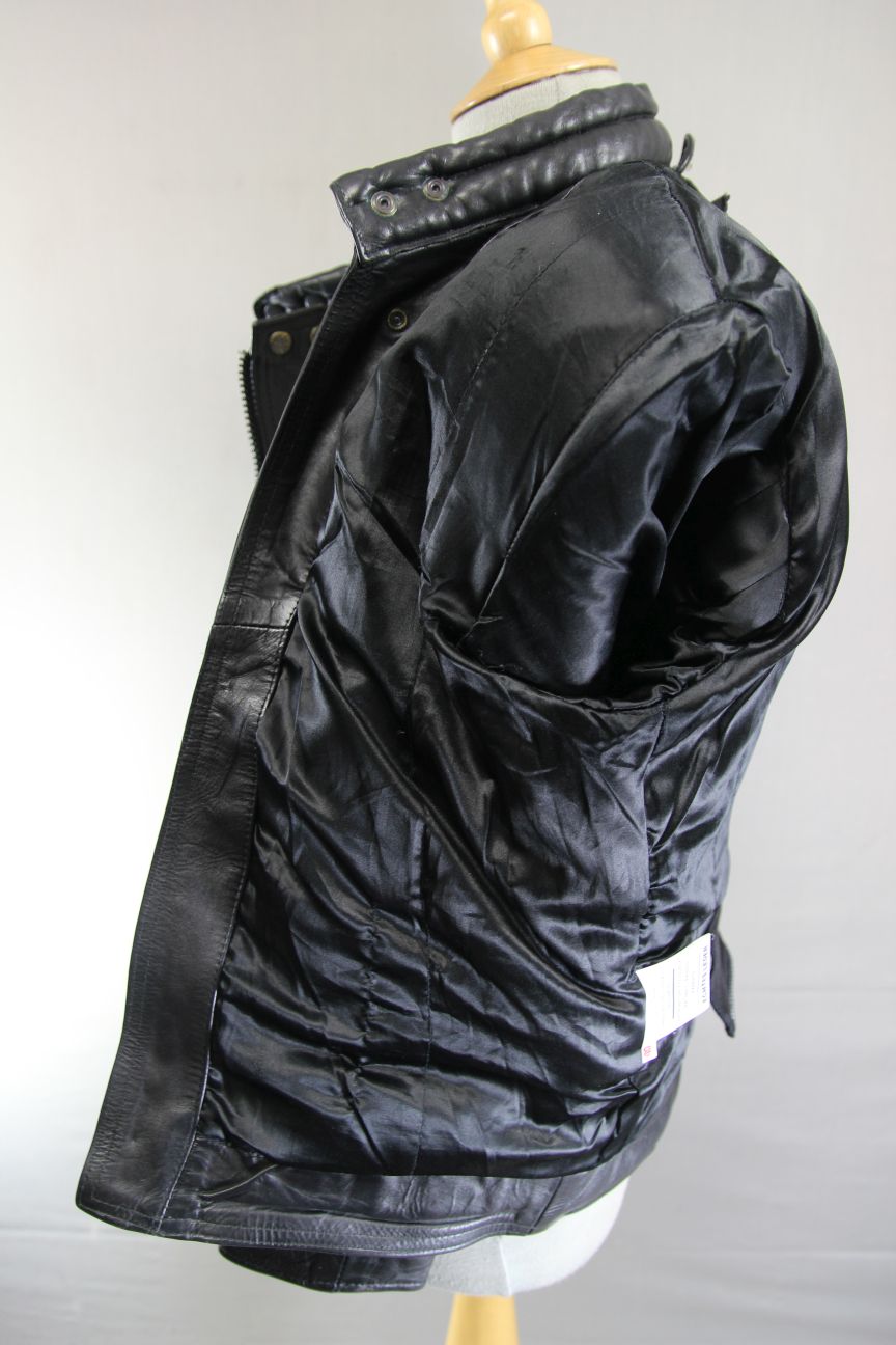 SHAKEEL INTERNATIONAL S.A.K. CLASSIC BLACK LEATHER BIKER JACKET 38-40 INCH CHEST