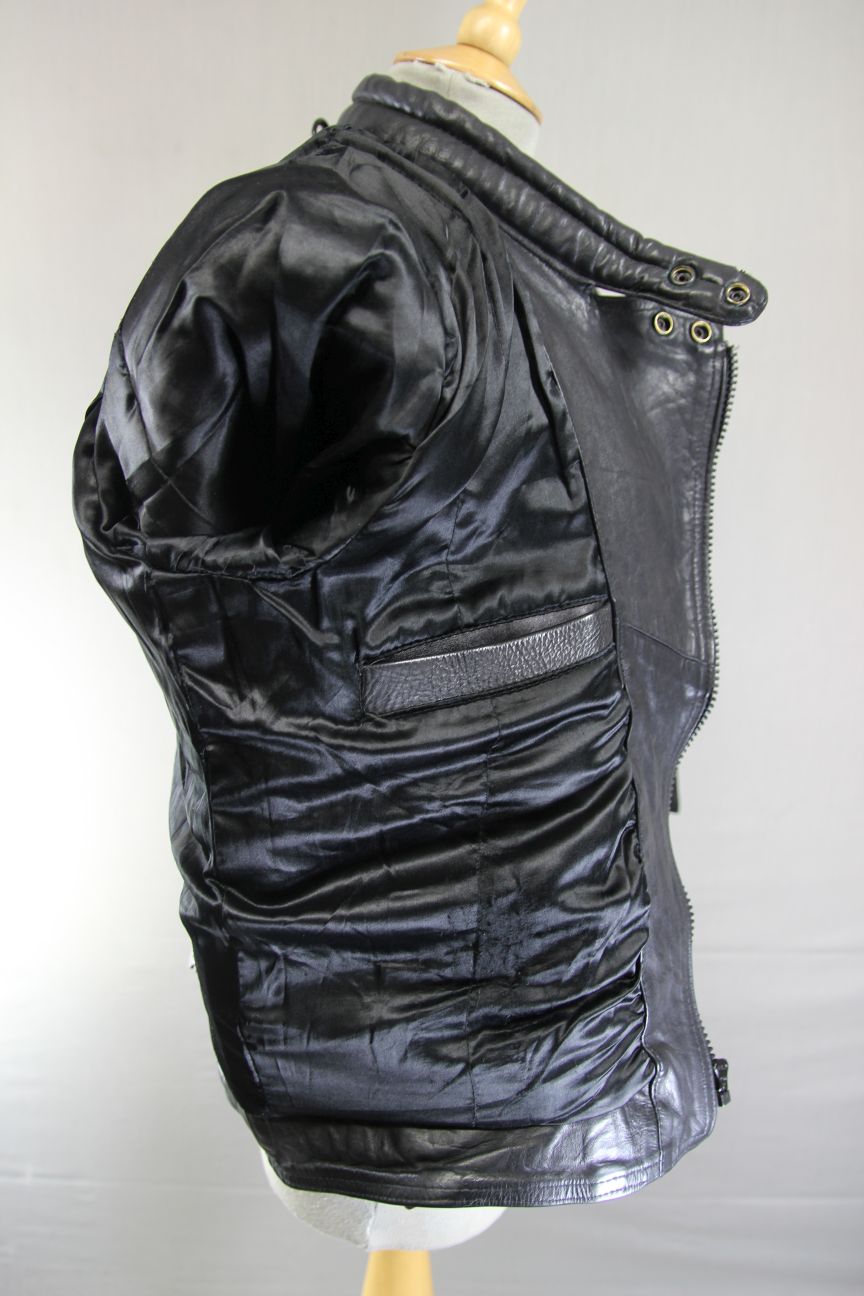 SHAKEEL INTERNATIONAL S.A.K. CLASSIC BLACK LEATHER BIKER JACKET 38-40 INCH CHEST