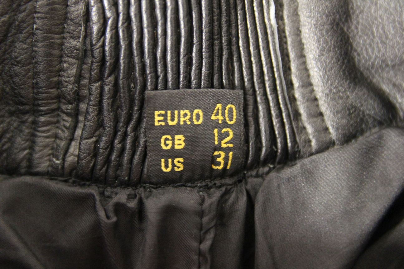 AKITO BLACK LEATHER BIKER TROUSERS SIZE 12: WAIST 30 INCHES/INSIDE LEG 28 INCHES