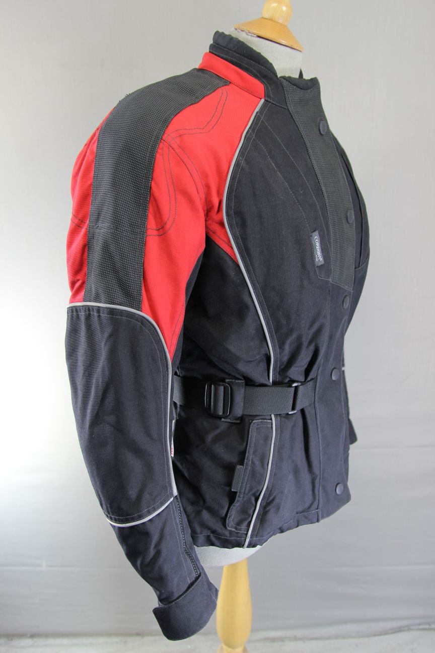 HELD BLACK & RED TEXTILE BIKER JACKET WITH CE ARMOUR & THERMAL LINING 36-38" MED