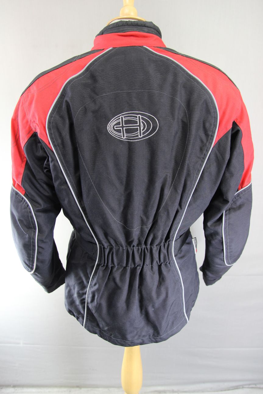 HELD BLACK & RED TEXTILE BIKER JACKET WITH CE ARMOUR & THERMAL LINING 36-38" MED
