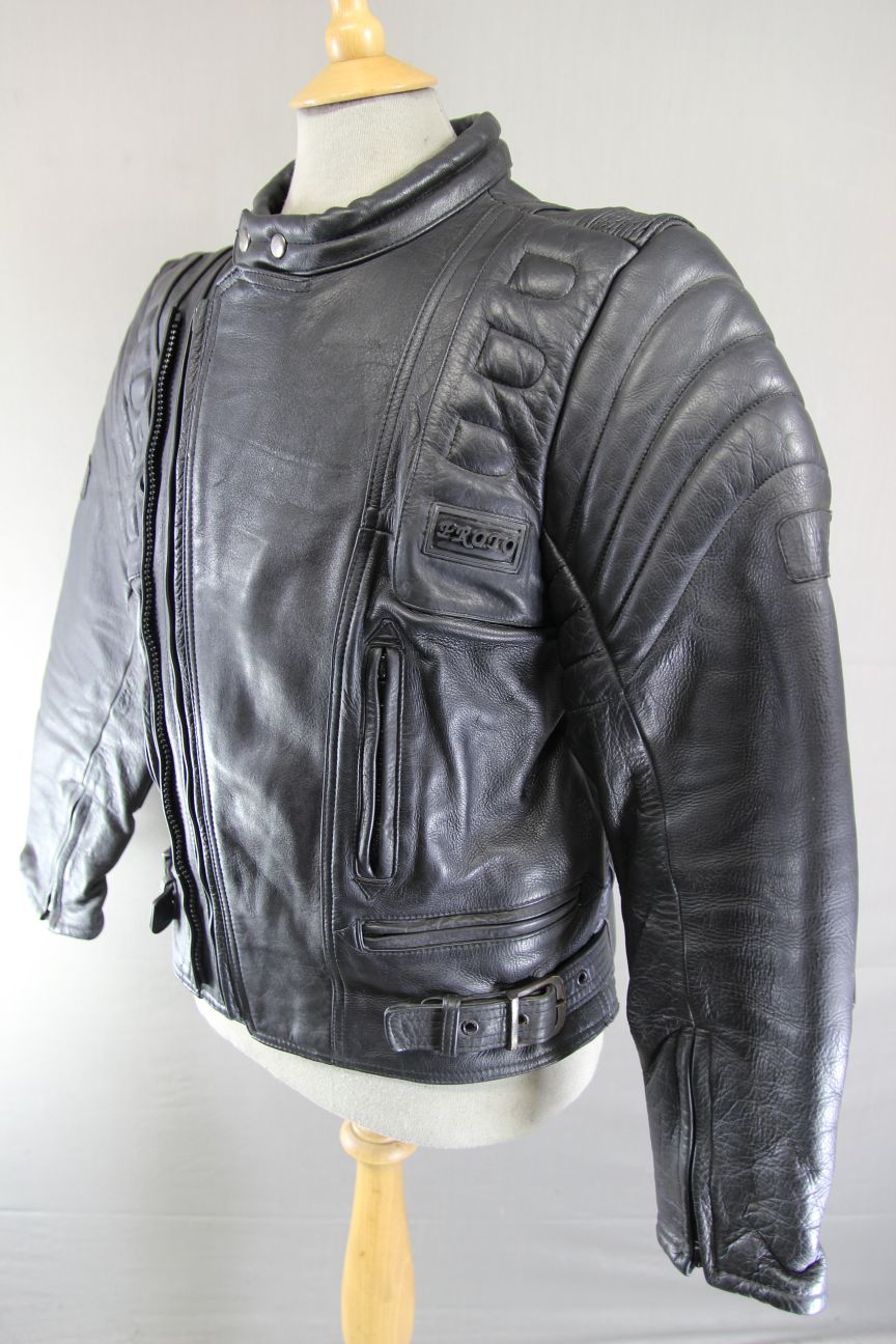 CLASSIC PROTO BLACK LEATHER BIKER JACKET 40-42 INCH CHEST