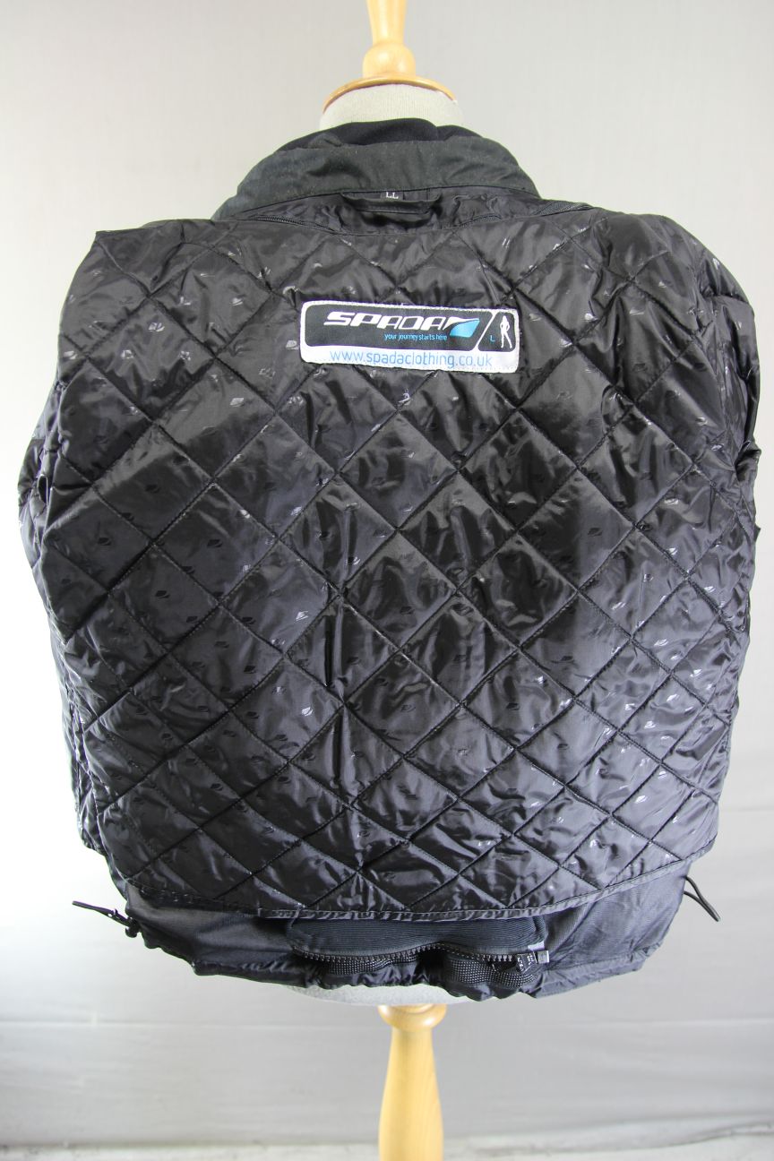 SPADA WATERPROOF BLACK TEXTILE BIKER JACKET WITH ARMOUR & THERMAL LINING 38 IN/L