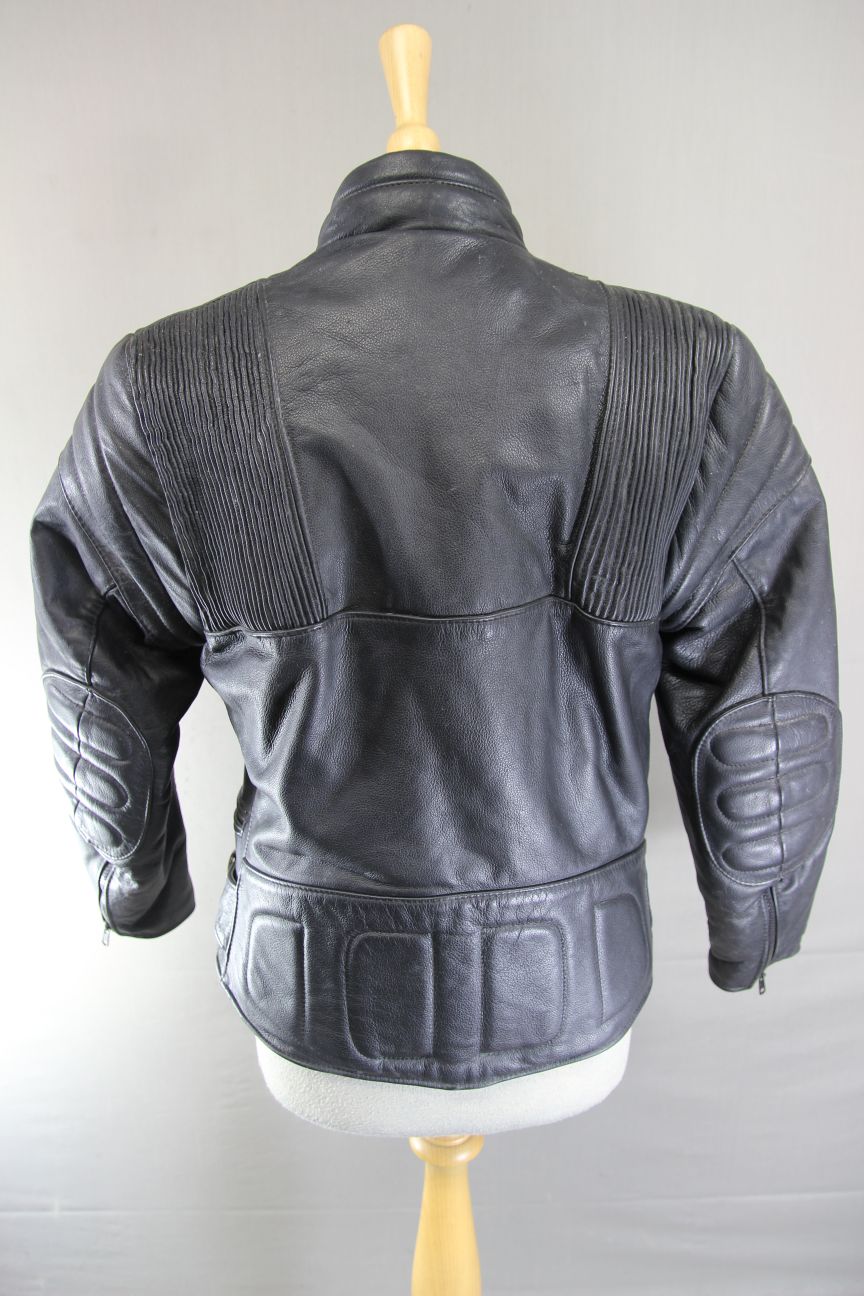 CLASSIC BRITISH MADE BLACK SCOTT LEATHERS BIKER JACKET: SIZE 16