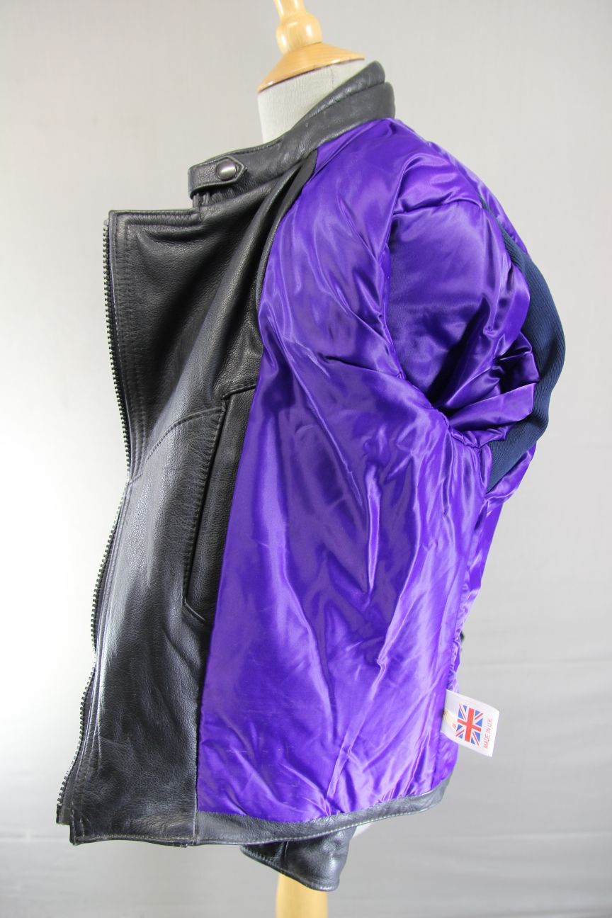 CLASSIC BRITISH MADE BLACK SCOTT LEATHERS BIKER JACKET: SIZE 16