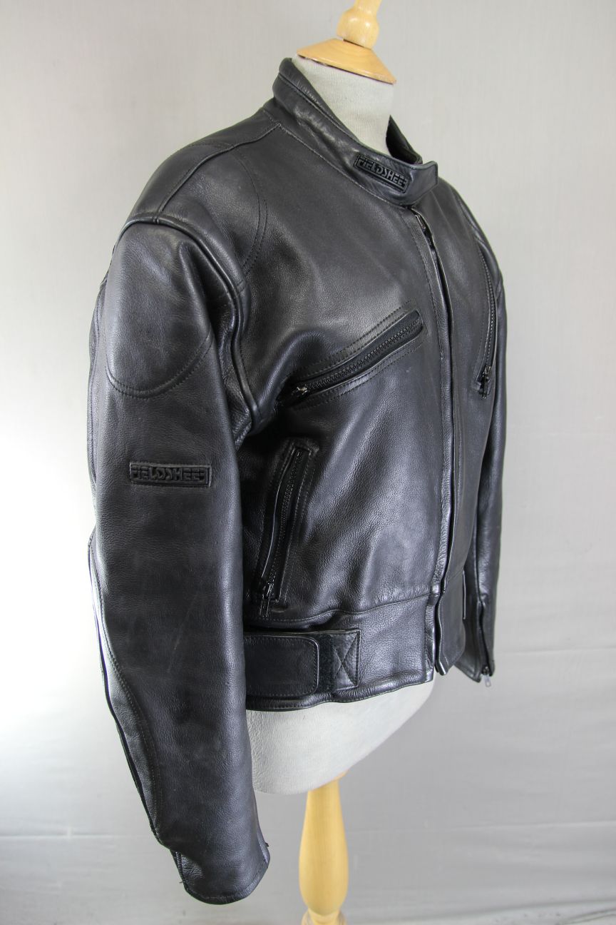CLASSIC FIELDSHEER BLACK LEATHER BIKER JACKET: SIZE 16/38 INCH CHEST