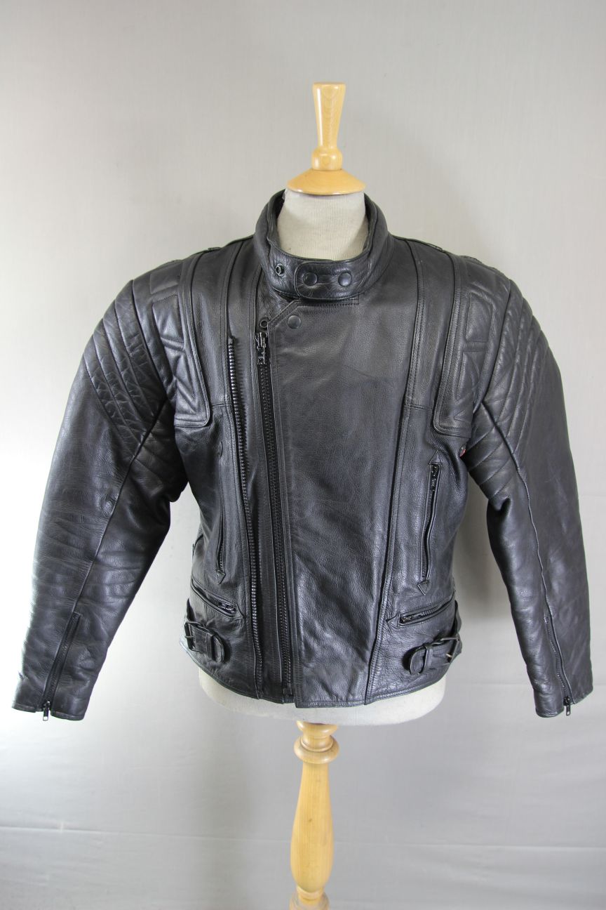 AKITO CLASSIC BLACK LEATHER BIKER JACKET 40-42 INCH CHEST