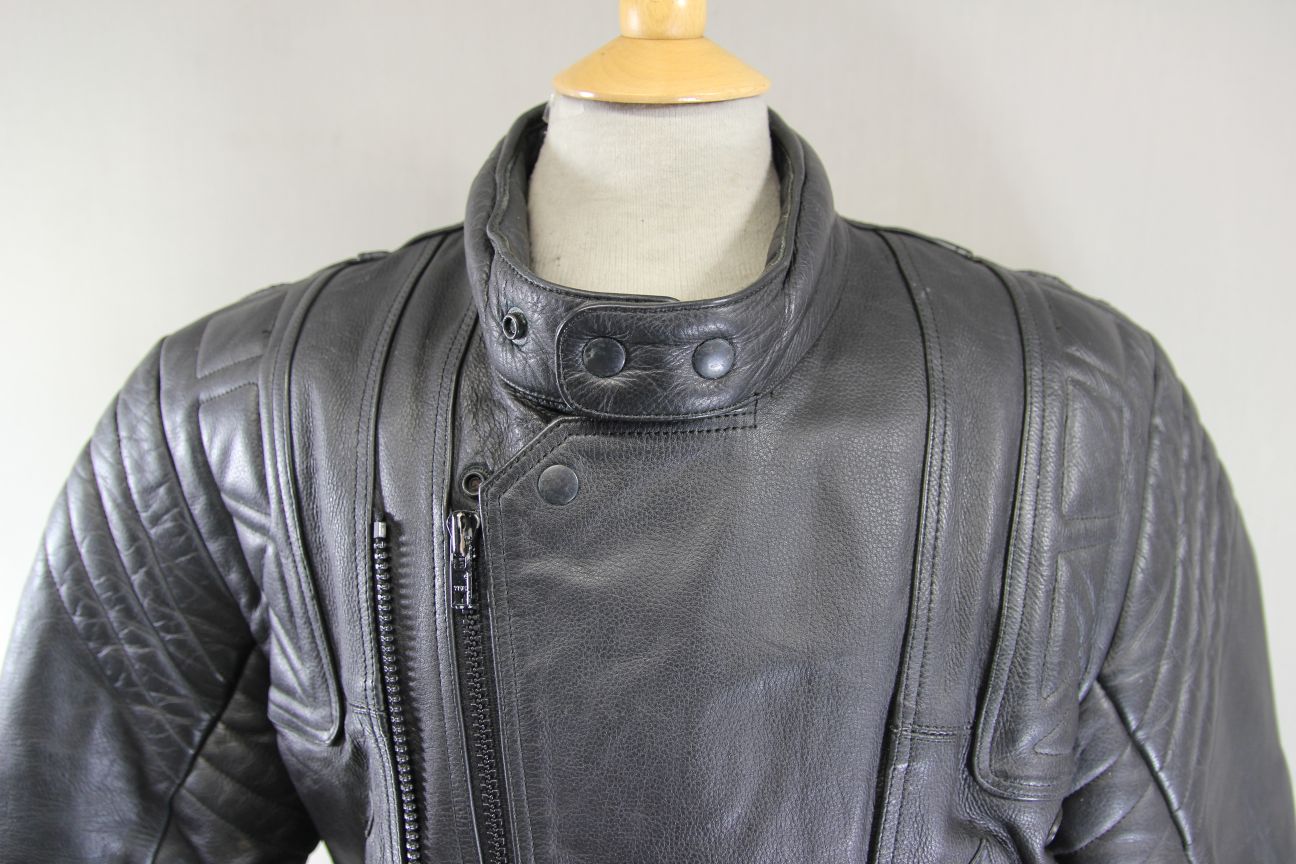 AKITO CLASSIC BLACK LEATHER BIKER JACKET 40-42 INCH CHEST