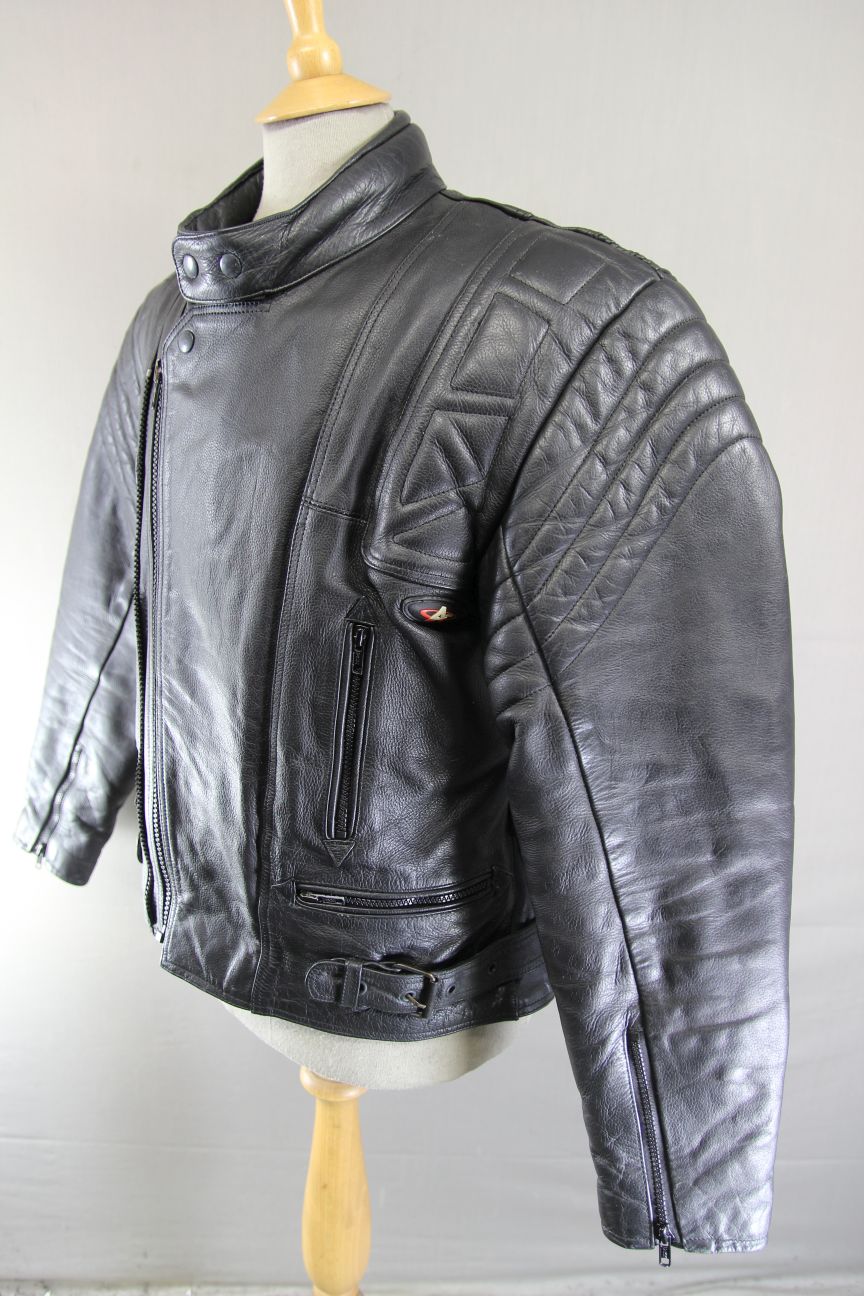 AKITO CLASSIC BLACK LEATHER BIKER JACKET 40-42 INCH CHEST