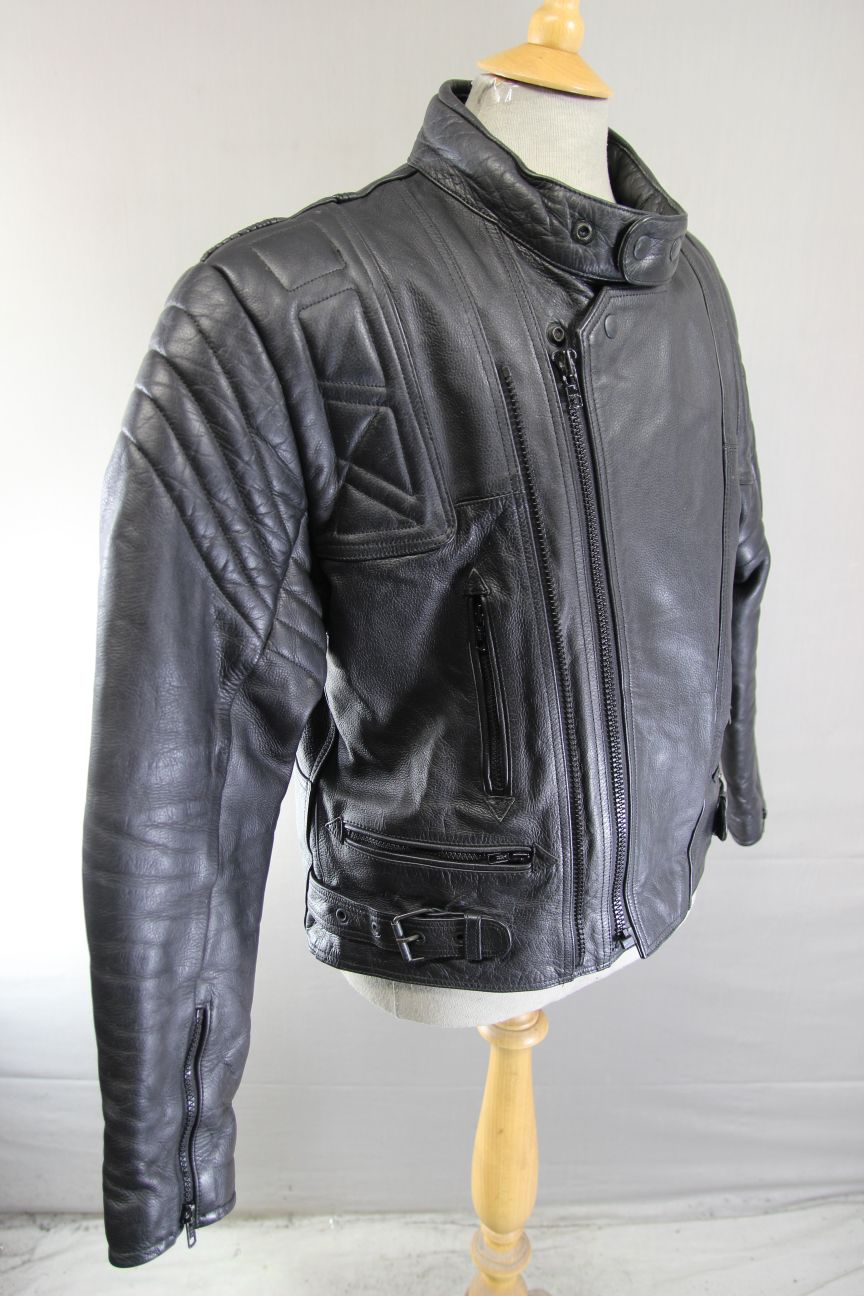 AKITO CLASSIC BLACK LEATHER BIKER JACKET 40-42 INCH CHEST