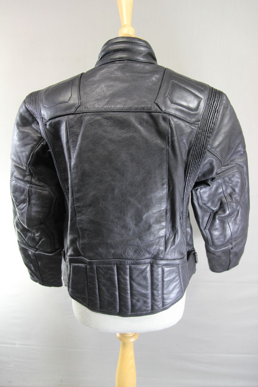 CLASSIC SPORTEX MAXX BLACK LEATHER BIKER JACKET: SIZE 14/36 INCH CHEST