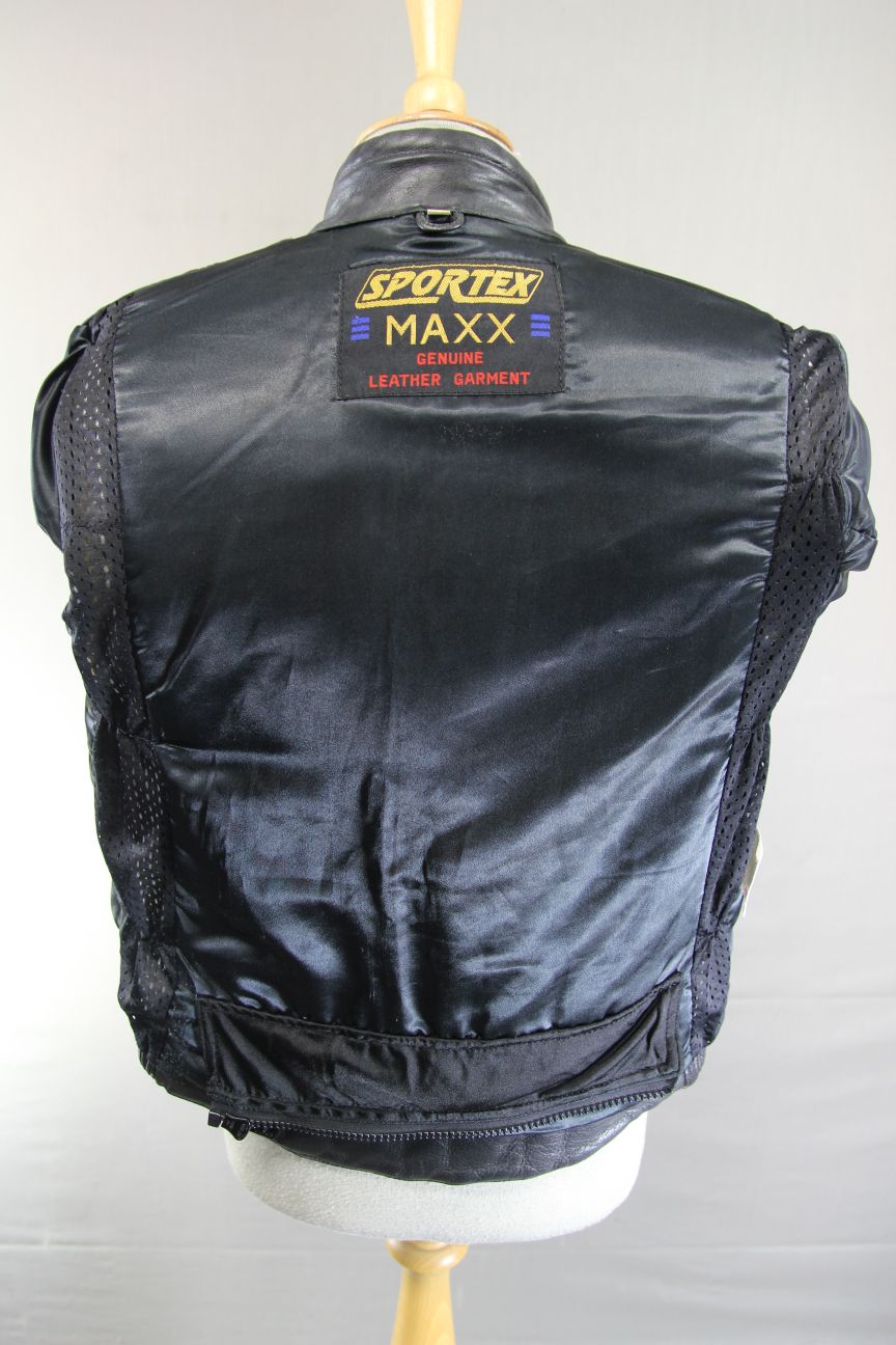 CLASSIC SPORTEX MAXX BLACK LEATHER BIKER JACKET: SIZE 14/36 INCH CHEST