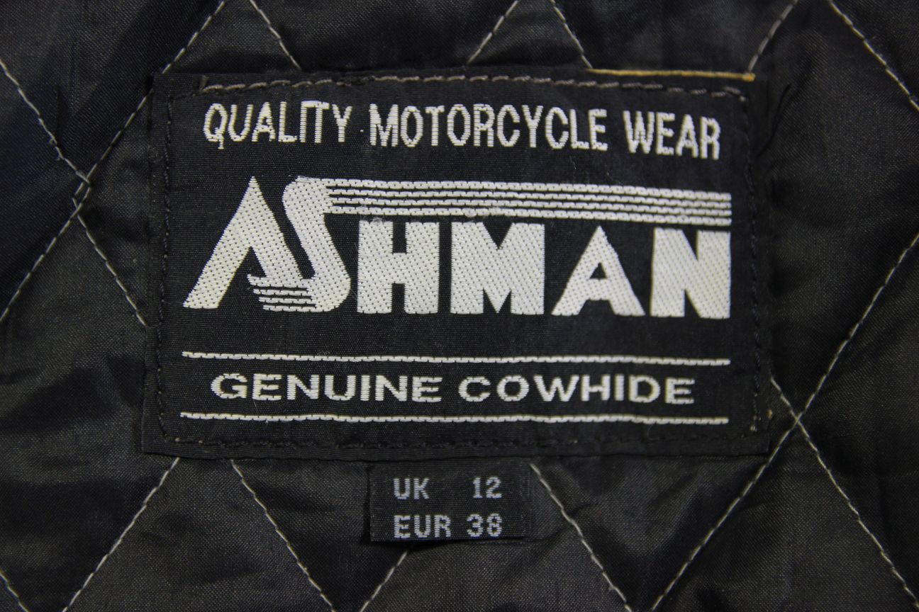ASHMAN BLACK COWHIDE LEATHER BIKER JACKET + CE ARMOUR & THERMAL LINING: SIZE 12