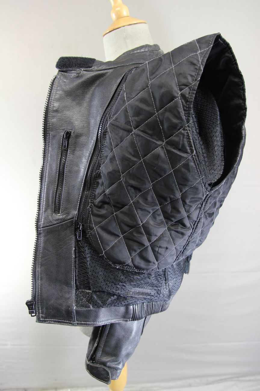 ASHMAN BLACK COWHIDE LEATHER BIKER JACKET + CE ARMOUR & THERMAL LINING: SIZE 12
