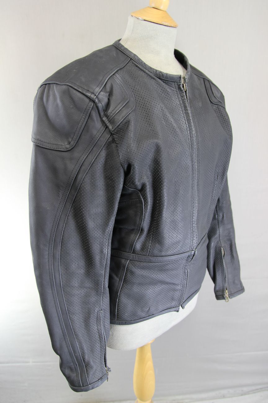 FRANK THOMAS LADY RIDER BLACK LEATHER BIKER JCKT + ARMOUR/THERMAL LINING SIZE 14