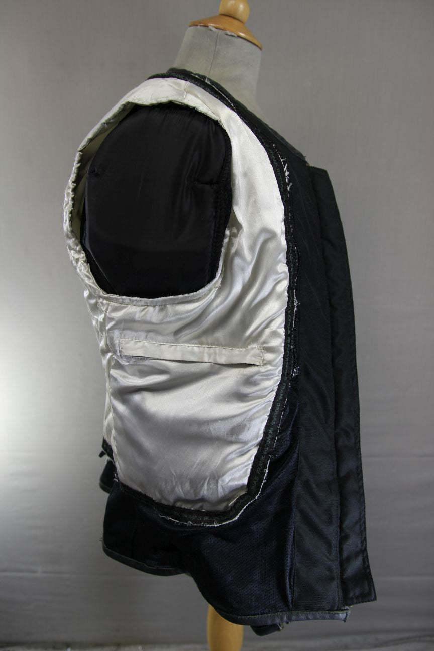FRANK THOMAS LADY RIDER BLACK LEATHER BIKER JCKT + ARMOUR/THERMAL LINING SIZE 14