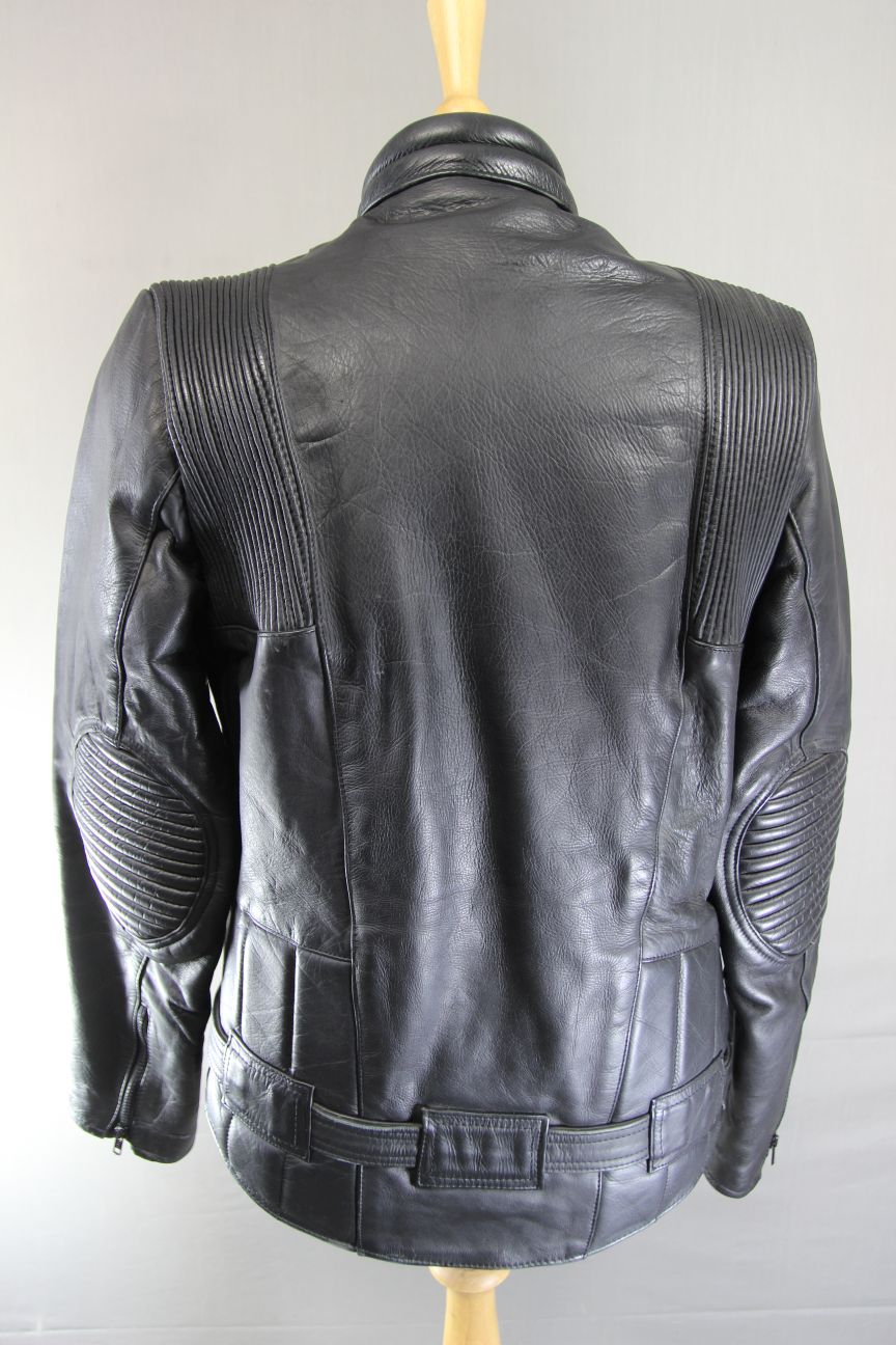 VINTAGE MOTORRAD CLASSIC BLACK LEATHER BIKER JACKET 36-38 INCH
