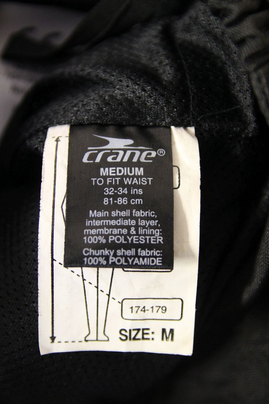 CRANE BLACK TEXTILE BIKER TROUSERS: WAIST 32-34 INCHES/INSIDE LEG 30 INCHES/MED