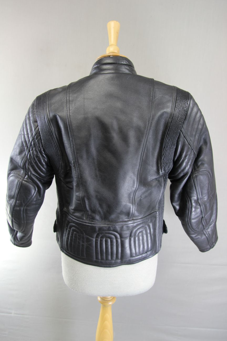 CLASSIC BIKER'S GEARBOX BLACK COWHIDE LEATHER BIKER JACKET: SIZE 10/32-34 INCH