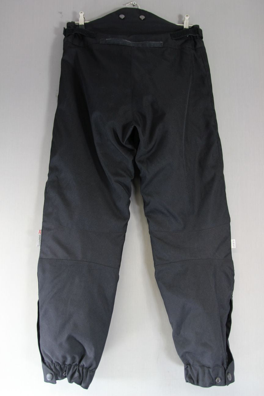 SPADA PERMER TEX BLACK TEXTILE BIKER TROUSERS: WAIST 32-34 IN/INSIDE LEG 30 IN