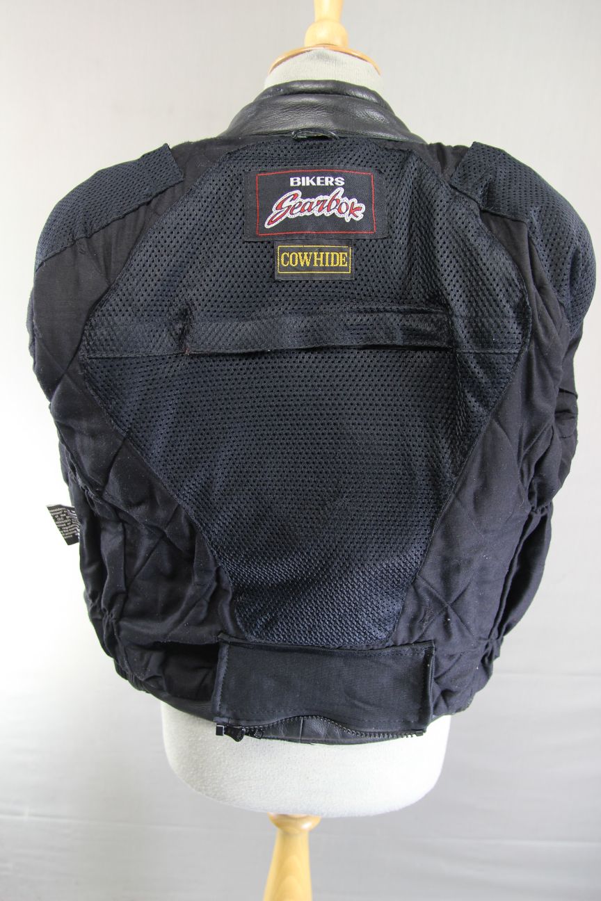 CLASSIC BIKER'S GEARBOX BLACK COWHIDE LEATHER BIKER JACKET: SIZE 10/32-34 INCH