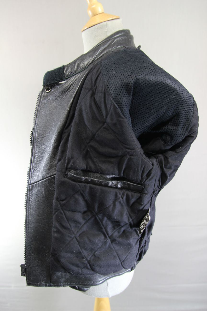 CLASSIC BIKER'S GEARBOX BLACK COWHIDE LEATHER BIKER JACKET: SIZE 10/32-34 INCH