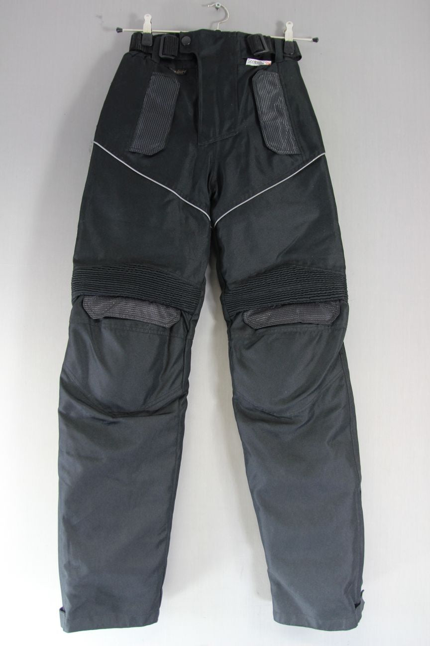 BLACK CORDURA TEXTILE BIKER TROUSERS+PROTECTORS/THERMAL LINING WAIST 28"/LEG 33"