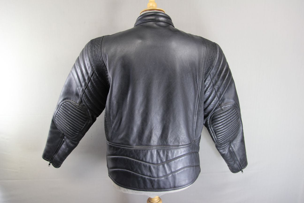 CLASSIC BLACK LEATHER BIKER JACKET 42-44 INCH/LARGE
